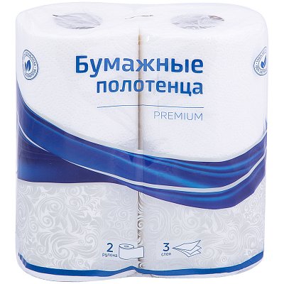 Полотенца бумажные в рулонах OfficeClean «Premium», 3-слойные, 11м/рул, тиснение, белые, 2шт. 