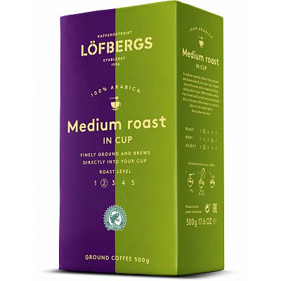 Кофе молотый Lofbergs Medium Roast 100% арабика 500 г (вакуумный пакет)