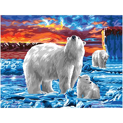 Картина по номерам на холсте ТРИ СОВЫ «Белые медведи», 40×50, с акриловыми красками и кистями