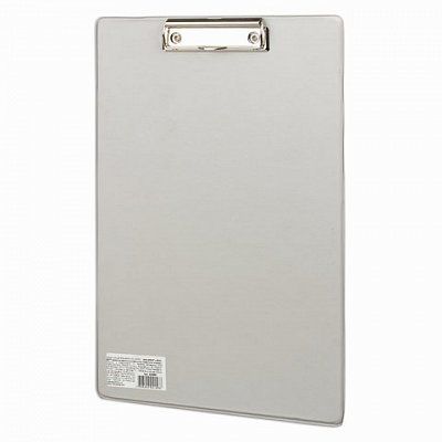 Доска-планшет BRAUBERG "Comfort" с верхним прижимом, А4, 23х35 см, картон/ПВХ, Россия, серая
