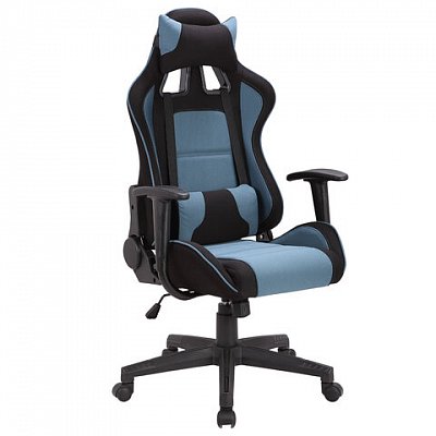 Кресло компьютерное BRABIX «GT Racer GM-100», две подушки, ткань, черное/голубое