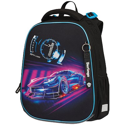 Ранец Berlingo Expert Max «Neon car» 37×28×16см, 2 отделения, анатомическая спинка, дождевик в комплекте