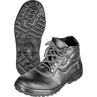 Ботинки Профи ПУ натуральная кожа черные с металлическим подноском размер 40