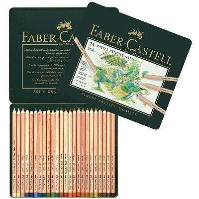 Карандаши цветные пастельные FABER-CASTELL «Pitt», 24 цвета, светоустойчивые, толщина грифеля 4.3 мм, металлическая коробка