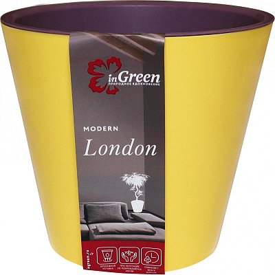 Горшок для цветов InGreen London желтый/фиолетовый 5 л