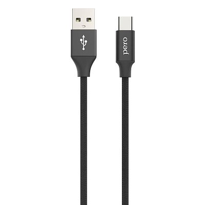 Кабель USB PERO DC-02 Type-C, 2А, 1м, черный