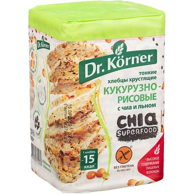 Хлебцы Dr. Korner С чиа и льном цельнозерновые 100 г