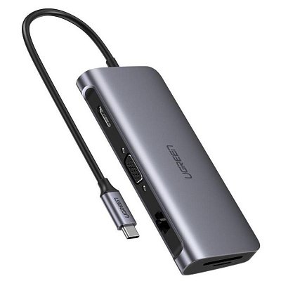 Разветвитель USB UGREEN 9 в 1, 3 x USB 3.0, HDMI, VGA, RJ45, TF/SD(40873)