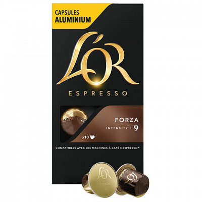 Кофе в капсулах L'OR «Espresso Forza», капсула 5.2 г, 10 алюм. капсул, для машины Nespresso