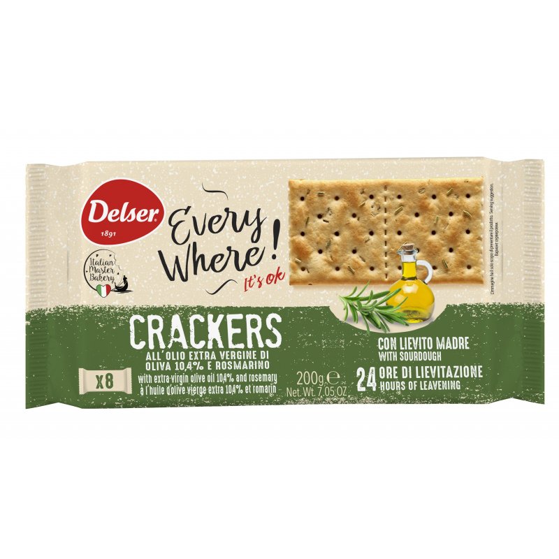 Крекеры Delser Crackers integrali из непросеянной муки, 200 г