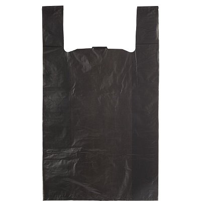 Пакет-майка УСИЛЕННЫЙ, ПНД, 40+18×70см, черный,30мкм, 100 шт/уп 