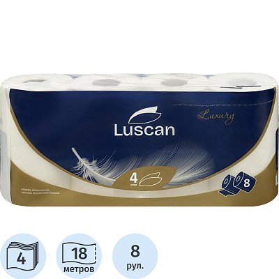 Бумага туалетная Luscan Luxury 4сл, 18м, 8рул/уп