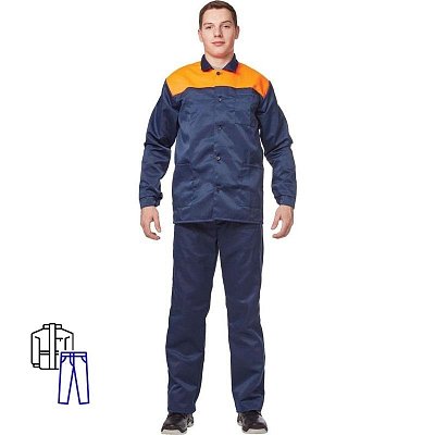 Костюм рабочий летний мужской л16-КБР синий/оранжевый (размер 44-46, рост 170-176)