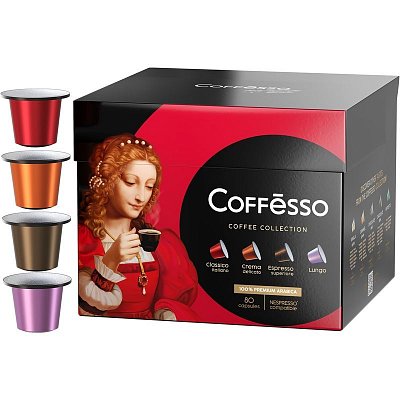 Кофе в капсулах Coffesso Classico Italiano/Crema Delicato/Espresso Superiore/Lungo (80 штук в упаковке)