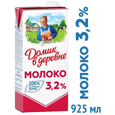 Молоко Домик в Деревне 3.2% 950г,79286