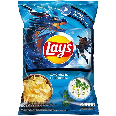 Чипсы Lays сметана зелень, 225г