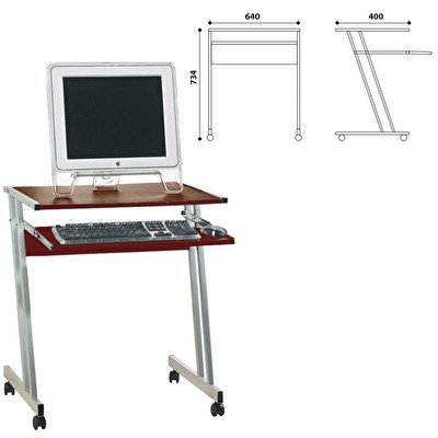 Стол компьютерный на металлокаркасе, 640×400×734, ЛДСП, цвет «орех»