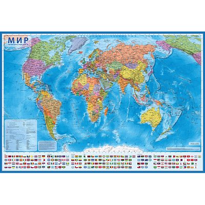 Настенная карта Мир политическая Globen,1:28млн,1170×800мм в тубусе, КН046
