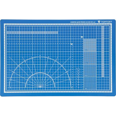 Коврик для резки TOPFORT 5ти-слойный А3 (45×30см),2х-сторонний, синий