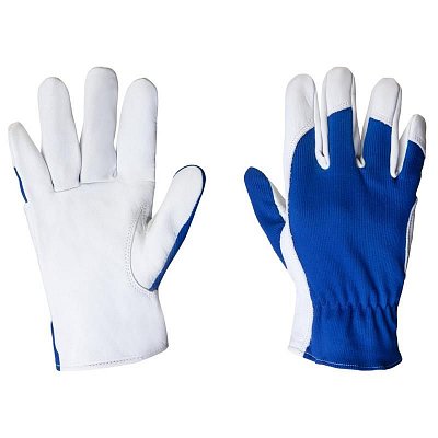 Перчатки рабочие JetaSafety JLE321 кожаные синие/белые (размер 9, L)