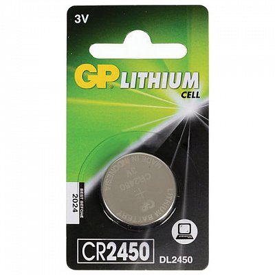 Батарейка GP Lithium, CR2450, литиевая, 1 шт, в блистере, CR2450-2C1