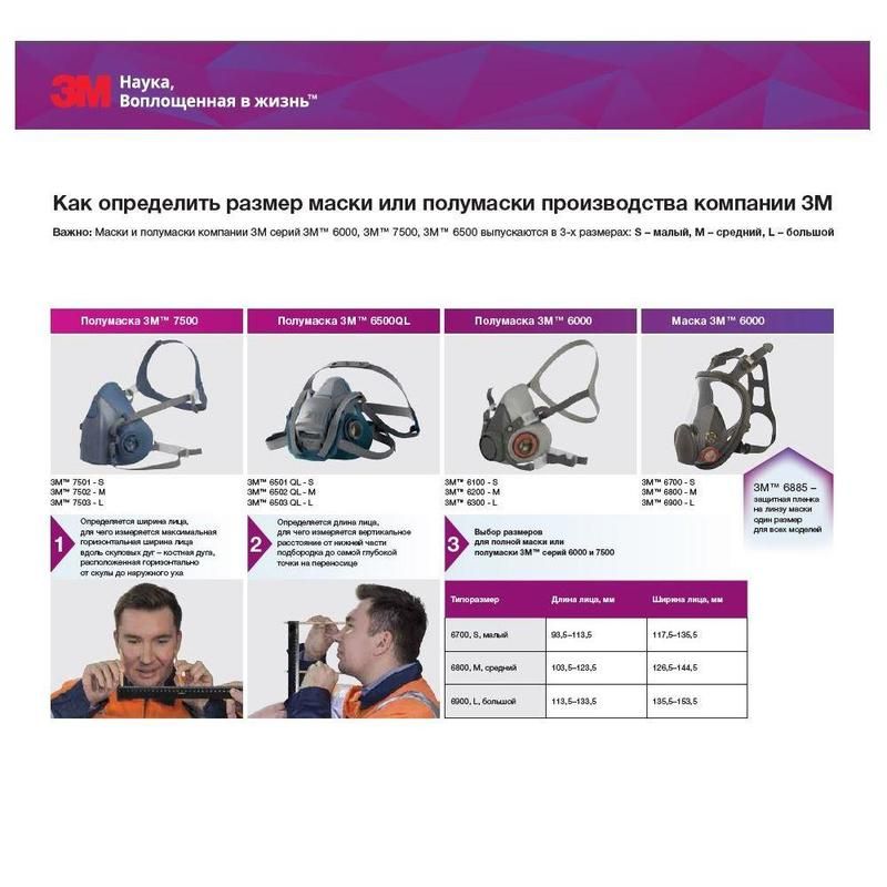 3M™ 6800 Полнолицевая маска, размер средний