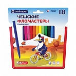 Фломастеры CENTROPEN, 18 цветов, «Пингвины», смываемые, вентилируемый колпачок, полибег