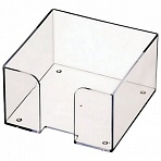Подставка для бумажного блока BRAUBERG CLASSIC пластиковая, 90×90х50 мм, прозрачная, 238091