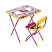 превью Набор складной мебели (стол + стул) Nika kids КП2/3 «Маша и медведь» с азбукой №3, ламинир. столешница, сиденье мягкое/ткань, розовый/желтый