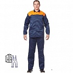 Костюм рабочий летний мужской л16-КПК синий/оранжевый (размер 52-54, рост 158-164)