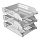 Лотки горизонтальные для бумаг СТАММ, набор 3 шт., «Сити», поперечные, на металлических стержнях 6 см, серые