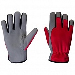 Перчатки рабочие JetaSafety JLE621 трикотажные с искусственной кожей красные/белые (размер 7, S)